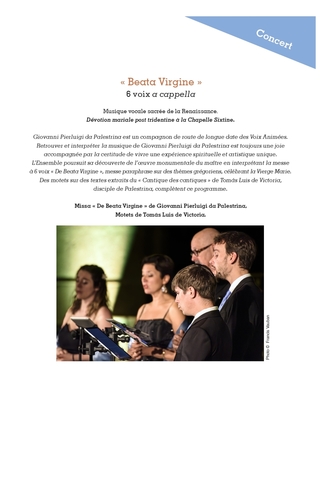 Concert de la sainte Cécile 2026 Les voix animées BEATA VIRGINE_Sainte-Maxime