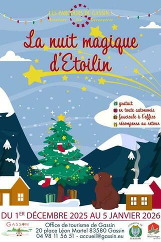Affiche du parcours découverte pour les vacances de Noël 2025 La nuit magique d'Étoilin
