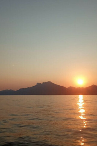 Catamaran sunset evening from Cogolin