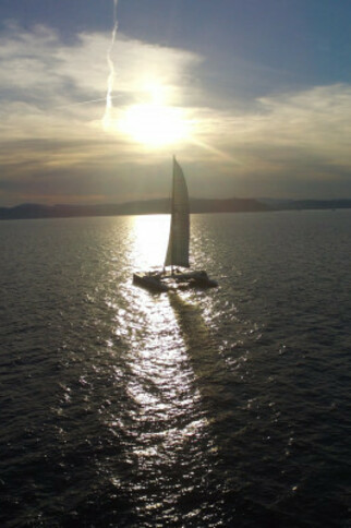 Catamaran sunset evening from Cogolin