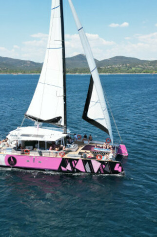 Catamaran sunset evening from Cogolin